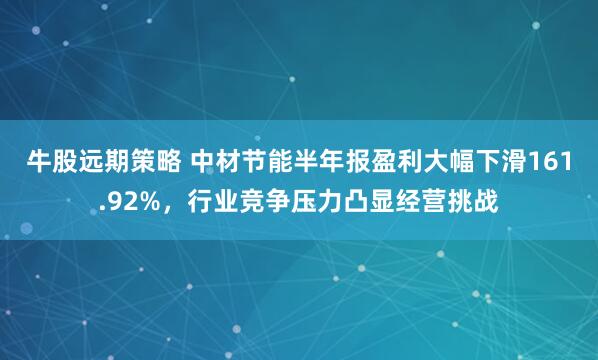 牛股远期策略 中材节能半年报盈利大幅下滑161.92%，行业竞争压力凸显经营挑战